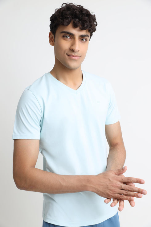 Aqua V Neck T-Shirt